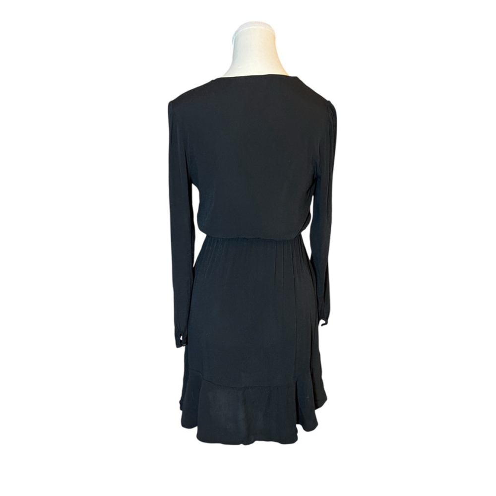 & Other Stories Black V- Neck Dress Long Sleeve Mini Dress Size 4 - Picture 3 of 7